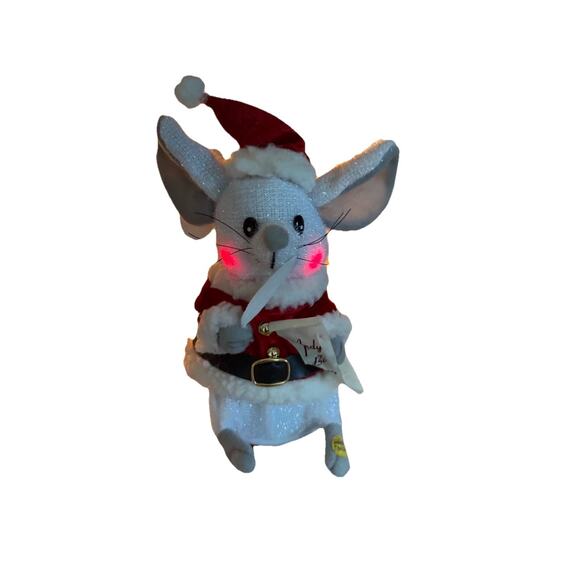 VTG Gemmy Musical Christmas Mouse Santa 8” Plush Animated Plays Here Comes Santa - Picture 5 of 9